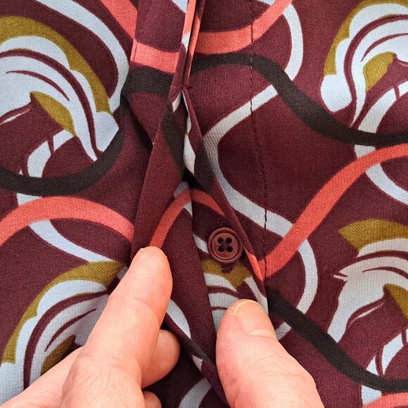 SIMONS Scarf Collar Printed Shirt, sz large - Picture 7 of 10